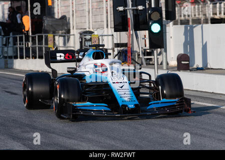 CIRCUIT DE CATALUNYA, ESPAGNE - MONTMELO, Feb 28th, 2019 - George Russel de Grande-bretagne la conduite (63) Rokit Williams FW42 de course sur la voie F1 Test. Banque D'Images