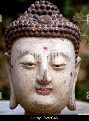 Tête de Bouddha à l'extérieur de temple cambodgien Banque D'Images