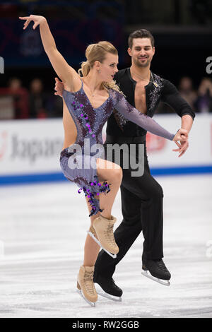 Madison Hubbell et Zachary Donohue de Etats-Unis d'Amérique au cours de championnats du monde de patinage artistique 2018 à Milan, Italie Banque D'Images
