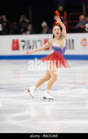 Wakaba Higuchi du Japon au cours de championnats du monde de patinage artistique 2018 à Milan, Italie Banque D'Images