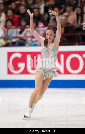 Mariah Bell des États-Unis d'Amérique au cours de championnats du monde de patinage artistique 2018 à Milan, Italie Banque D'Images