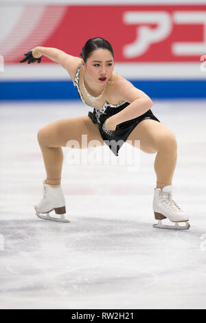 Wakaba Higuchi du Japon au cours de championnats du monde de patinage artistique 2018 à Milan, Italie Banque D'Images