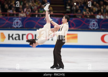 Anna Cappellini et Luca Lanotte de l'Italie au cours de championnats du monde de patinage artistique 2018 à Milan, Italie Banque D'Images