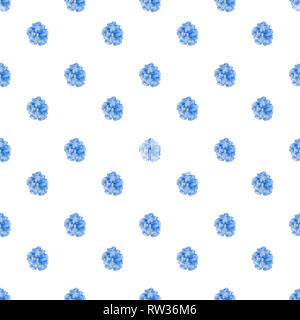 Jolie aquarelle bleu motif fleurs sur fond blanc. Modèle élégant pour la mode imprime Banque D'Images