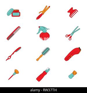 Collection Barbershop isolé sur fond blanc. Vector icons Illustration de Vecteur