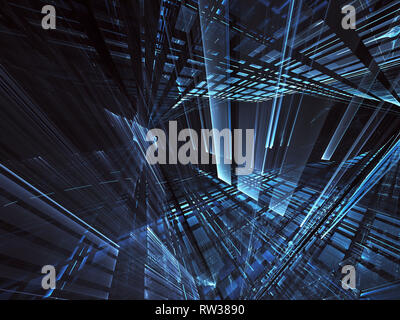 Résumé tehnology générée par ordinateur 3D illustration. Trois dimensions fractales 3D, texture Banque D'Images