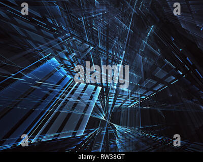 Résumé tehnology générée par ordinateur 3D illustration. Trois dimensions fractales 3D, texture Banque D'Images