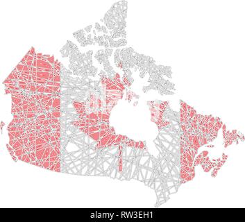 En forme de cartes du Canada sur le drapeau national texturé emmêlées Illustration de Vecteur