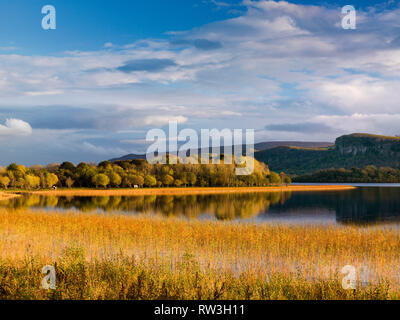 Lough Macnean sur la frontière de Fermanagh Cavan en automne, Comté de Fermanagh, Irlande du Nord Banque D'Images