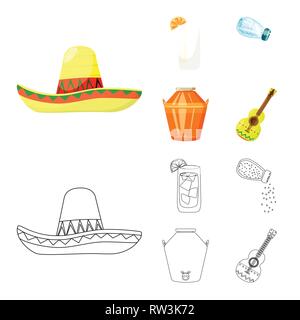 Sombrero,bouteille,cocktail,guitare,distillerie mexicaine,verre,sel,processus,ornement,espagnol,vodka,alcool,, chapeau,citron,industrie,pack costume,folk,tilleul,eau,transparent,travel,liquor,fort,sucre,vacances,moonshine,cafe,Latin,carnaval,national,Mexique,tequila,fajita,fiesta,party,fête,set,icône,,illustration,collection,isolé,design,graphisme,élément vecteur vecteurs,signer , Illustration de Vecteur