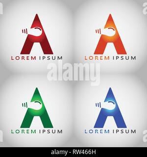 Ce logo illustre la lettre A avec une ampoule en elle. Ce logo est bonne à utiliser comme logo de l'entreprise engagés dans des ressources énergétiques. Illustration de Vecteur