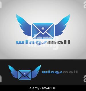Ce logo a un mail qui a les ailes des deux côtés. Ce logo est bonne pour l'utiliser comme logo de l'entreprise engagés dans les services de distribution de courrier. Illustration de Vecteur
