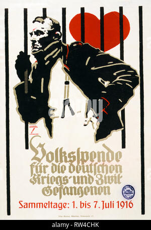 La Seconde Guerre Mondiale allemand 1 affiche, Don pour l'allemand la guerre et prisonniers civils, 1916, Ludwig Hohlwein Banque D'Images