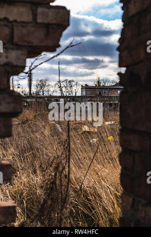 Apocaliptic voir l'usine de fibres chimiques abandonnées sur - Chemitex Banque D'Images