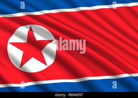 Waving Flag de la Corée du Nord. Vector illustration Illustration de Vecteur