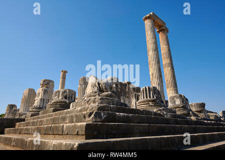 Photo des étapes et les colonnes des ruines de l'antique grecque Ionienne Didymes Temple d'Apollon & accueil à l'Oracle d'Apollon. Aussi connu sous le nom de Di Banque D'Images