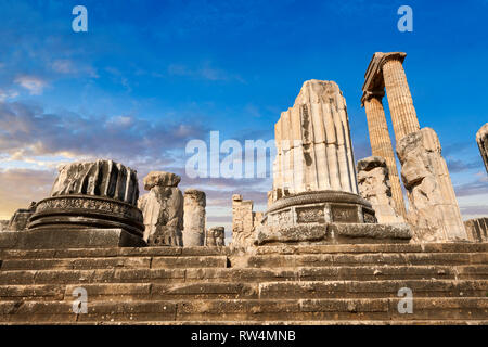 Photo des étapes et les colonnes des ruines de l'antique grecque Ionienne Didymes Temple d'Apollon & accueil à l'Oracle d'Apollon. Aussi connu sous le nom de Di Banque D'Images