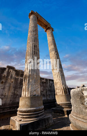 Photo des étapes et les colonnes des ruines de l'antique grecque Ionienne Didymes Temple d'Apollon & accueil à l'Oracle d'Apollon. Aussi connu sous le nom de Di Banque D'Images