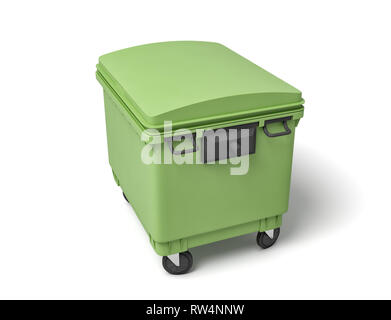 Le rendu 3D d'un conteneur vert clair sur fond blanc. Banque D'Images