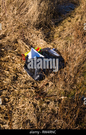 Déchets déversés le long du chemin Colebrook, près du parc Mud Bay, à Surrey, en Colombie-Britannique, au Canada Banque D'Images