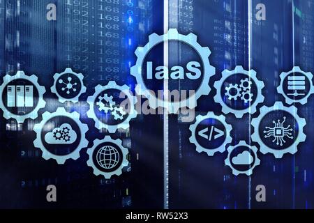 L'IaaS, Infrastructure en tant que service. Internet et les réseaux en ligne concept. Graphique des icônes sur un écran numérique. Banque D'Images