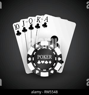 Vector illustration sur un thème de casino de jouer les jetons et cartes playig sur fond sombre. Éléments de conception de jeu. Illustration de Vecteur