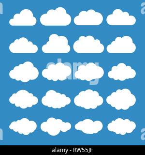 Silhouettes de nuages. Vector set de nuages de formes. Collection de diverses formes et contours. Éléments de conception pour les prévisions météorologiques, ou l'interface web Illustration de Vecteur