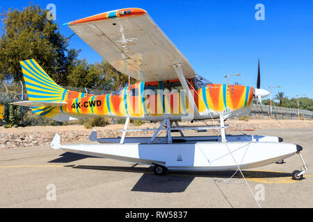 Eilat, Israël - 24 Février, 2019 : Israir Airlines ATR 72-200 à l'ancien hôtel de l'aéroport international d'Eilat. Banque D'Images