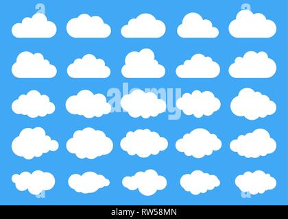Silhouettes de nuages. Vector set de nuages de formes. Collection de diverses formes et contours. Éléments de conception pour les prévisions météorologiques, ou l'interface web Illustration de Vecteur