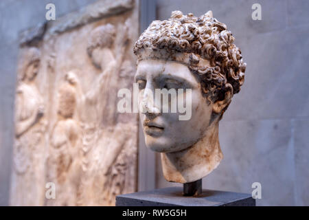 Tête en marbre romain d'athlète, le Metropolitan Museum of Art, Manhattan, New York USA Banque D'Images