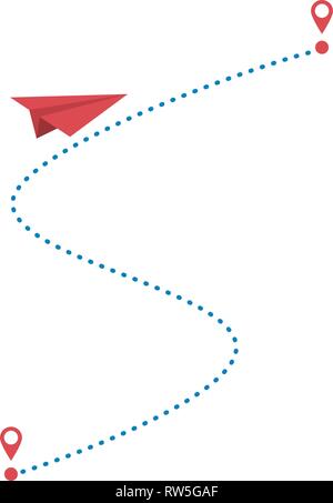 Avion en papier et le chemin Illustration de Vecteur