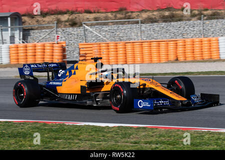Barcelone, Espagne. 1er mars 2019. - Carlos Sainz de l'Espagne avec 55 Mclaren F1 Team - Renault MCL34 en action pendant la journée 8 de F1 Test. Banque D'Images