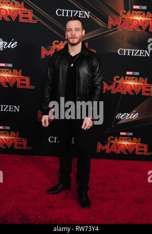 Hollywood, Etats-Unis. 08Th Mar, 2019. HOLLYWOOD, CA - 4 mars : l'Acteur Kerem Bursin assiste à la première mondiale de 'Captain Marvel Studios Marvel' le 4 mars 2019 à El Capitan Theatre à Hollywood, Californie. Credit : Barry King/Alamy Live News Banque D'Images