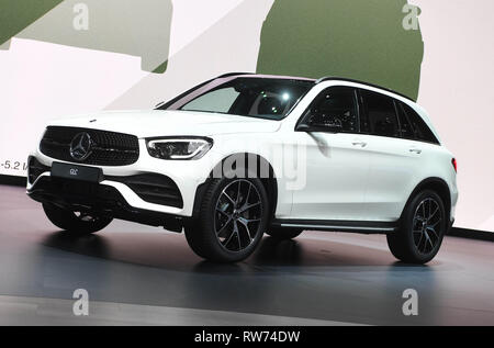 Geneve, Suisse. Le 05 Mar, 2019. Le GLC Mercedes-Benz sera présenté au Salon de Genève sur la première journée de la presse. Le 89e Salon de Genève commence le 7 mars et dure jusqu'au 17 mars. Credit : Uli Deck/dpa/Alamy Live News Banque D'Images