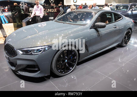 Genève, Suisse. 5ème mars, 2019. La nouvelle BMW Série 8 (vue latérale) présenté à la 89e Salon International de l'Automobile de Genève. Crédit : Eric Dubost/Alamy Live News Banque D'Images