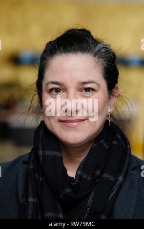 Leipzig, Allemagne. Le 05 Mar, 2019. Nora Milenkovic, directeur général de l'Association allemande pour la Saxe, Saxe-Anhalt et Thuringe, est dans la maison de livres. La Börsenverein a présenté les programmes actuels des maisons d'édition central allemand pour la prochaine Foire du livre de Leipzig, qui aura lieu du 21.03. au 24.03.2019. Credit : Sebastian Willnow/dpa-Zentralbild/dpa/Alamy Live News Banque D'Images