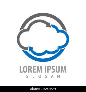 Logo de la flèche nuage cercle concept design. L'élément de modèle graphique symbole Illustration de Vecteur