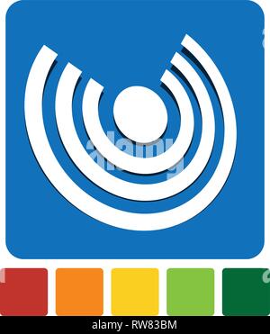 Icône avec des cercles concentriques pour émettre, rayons, thèmes de signal Illustration de Vecteur