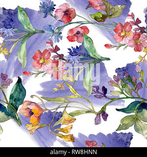 Impressions de mode de luxe avec des fleurs sauvages. Contexte aquarelle illustration set. Motif de fond transparent. Banque D'Images