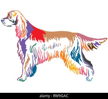 Contour coloré de l'article portrait de décoration en chien Setter Gordon profil, vector illustration isolé sur fond blanc Illustration de Vecteur