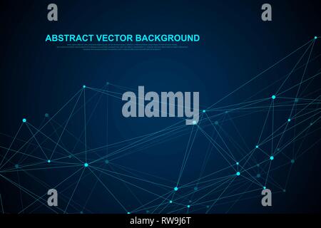 Abstract vector background futuriste blockchain la technologie. Peer to peer network business concept. Blockchain cryptocurrency bannière vecteur mondial Illustration de Vecteur