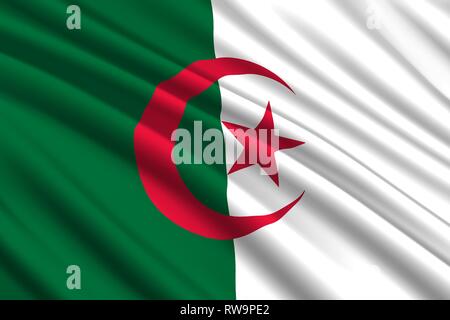 Waving Flag de l'Algérie. Vector illustration Illustration de Vecteur