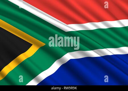 Waving Flag de l'Afrique du Sud. Vector illustration Illustration de Vecteur