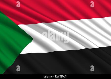 Waving Flag du Soudan. Vector illustration Illustration de Vecteur