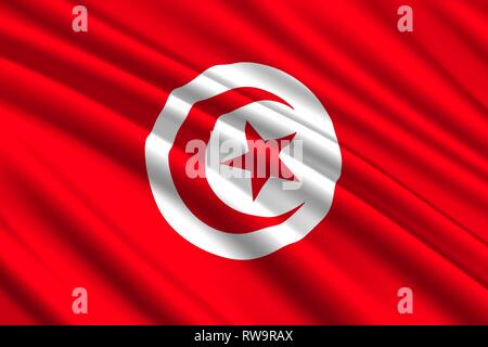 Waving Flag de la Tunisie. Vector illustration Illustration de Vecteur