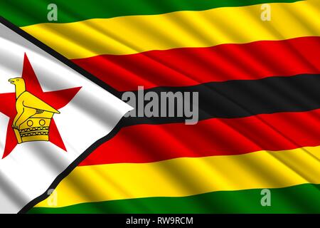 Waving Flag du Zimbabwe. Vector illustration Illustration de Vecteur