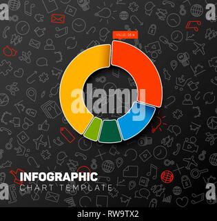 Infographie colorée graphique modèle à simple infographie icônes sur le fond sombre Illustration de Vecteur