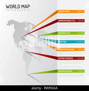Carte du Monde de lumière modèle infographique avec pointeur marques (vertical sur la version murale) Illustration de Vecteur