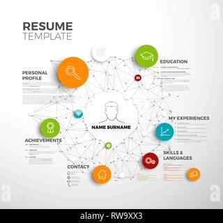 Minimaliste original vecteur cv / modèle de CV - version profil créatif Illustration de Vecteur
