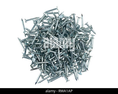 Un groupe de clous de toiture, isolated on white Banque D'Images